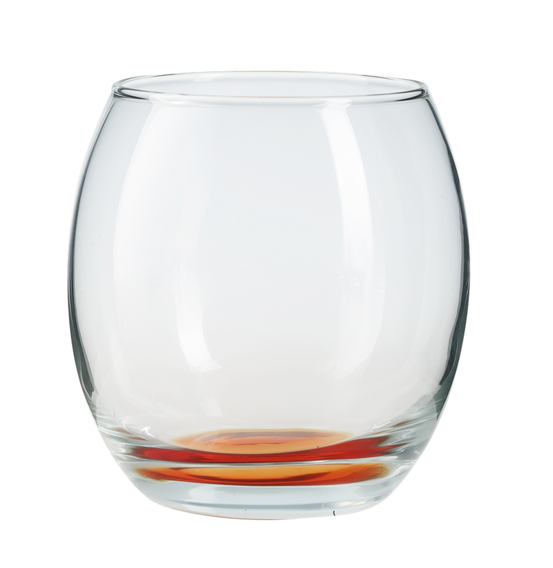 6x Coloured Base Tumbler Glasses. Whisky Juice Tumbler Drinking Glasses. (405 ml)