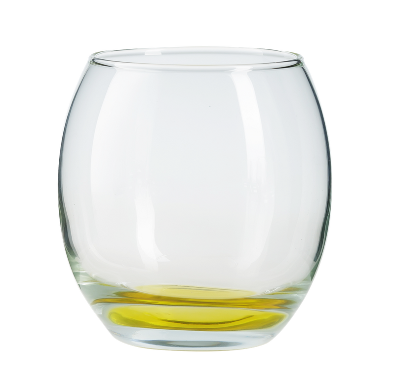 6x Coloured Base Tumbler Glasses. Whisky Juice Tumbler Drinking Glasses. (405 ml)
