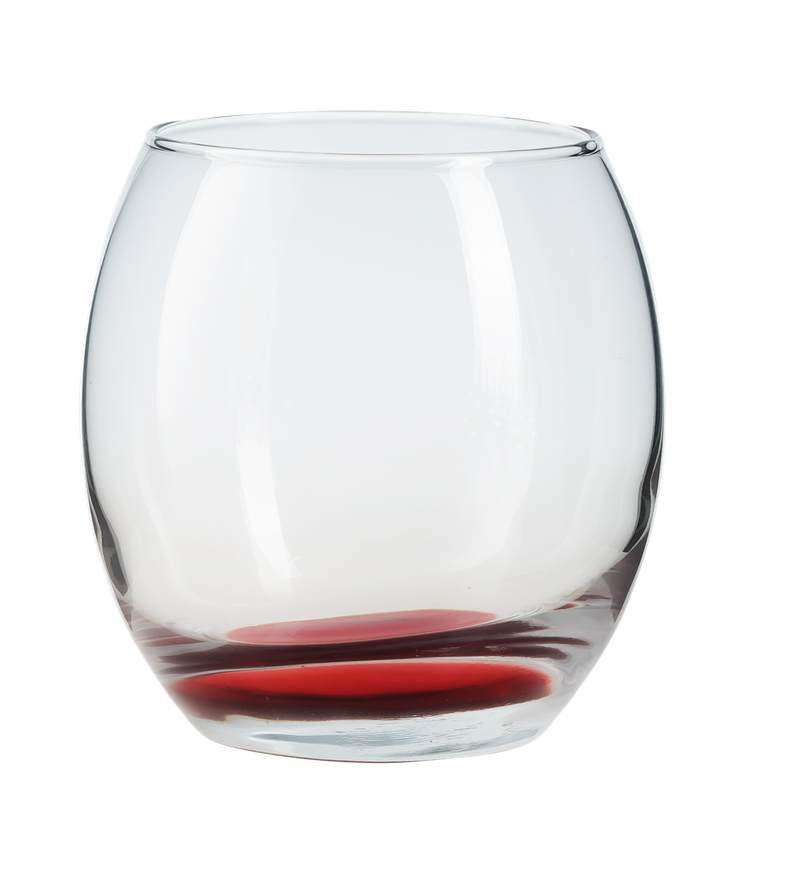 6x Coloured Base Tumbler Glasses. Whisky Juice Tumbler Drinking Glasses. (405 ml)