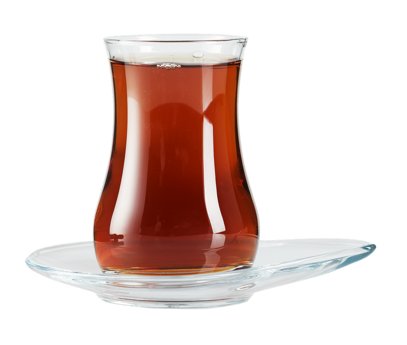 Turkish Tea Glasses & Saucers. Oriental Arabic Tea House. (6 Glasses & 6 Saucers)