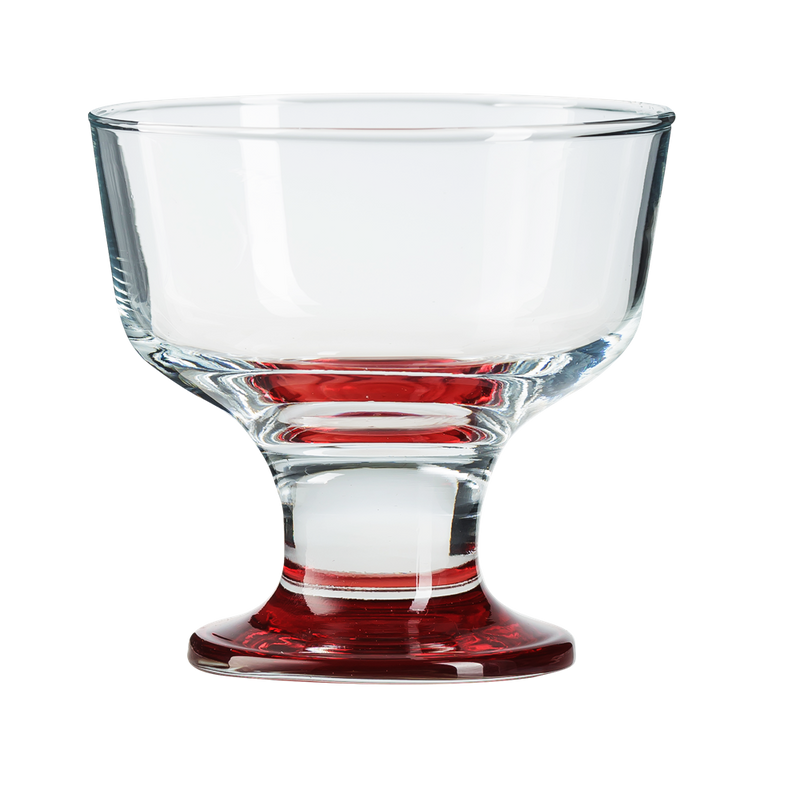 Glass Dessert Bowls. Sundae Ice Cream Short Stemmed Tulip Prawn. (Set of 6)