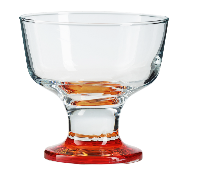 Glass Dessert Bowls. Sundae Ice Cream Short Stemmed Tulip Prawn. (Set of 6)