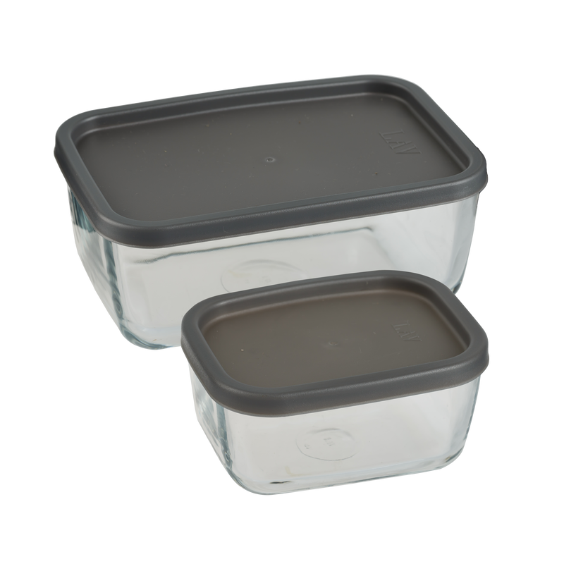 Glass Food Containers Set. 2 Sizes. (Set of 3) (1x 1170ml & 2x 405ml)