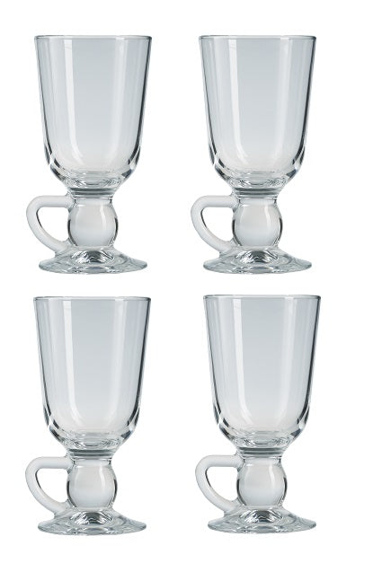 Irish Coffee Glass Mug. Tea Coffee Glasses with Handle. (Set of 4) (280 cc/ml)