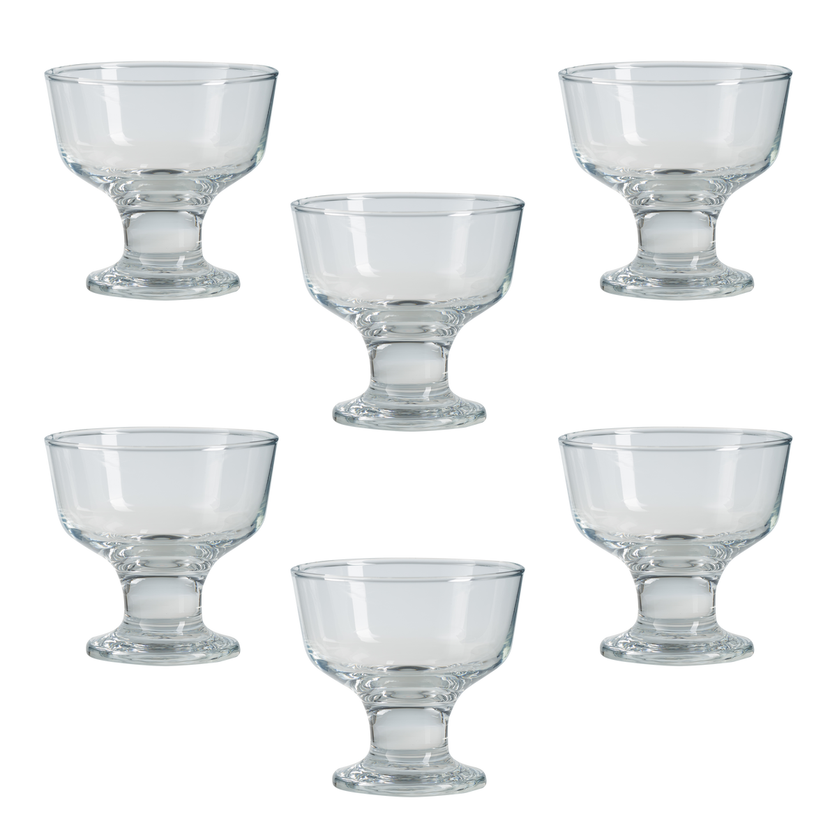 Glass Dessert Bowls. Sundae Ice Cream Short Stemmed Tulip Prawn. (Set