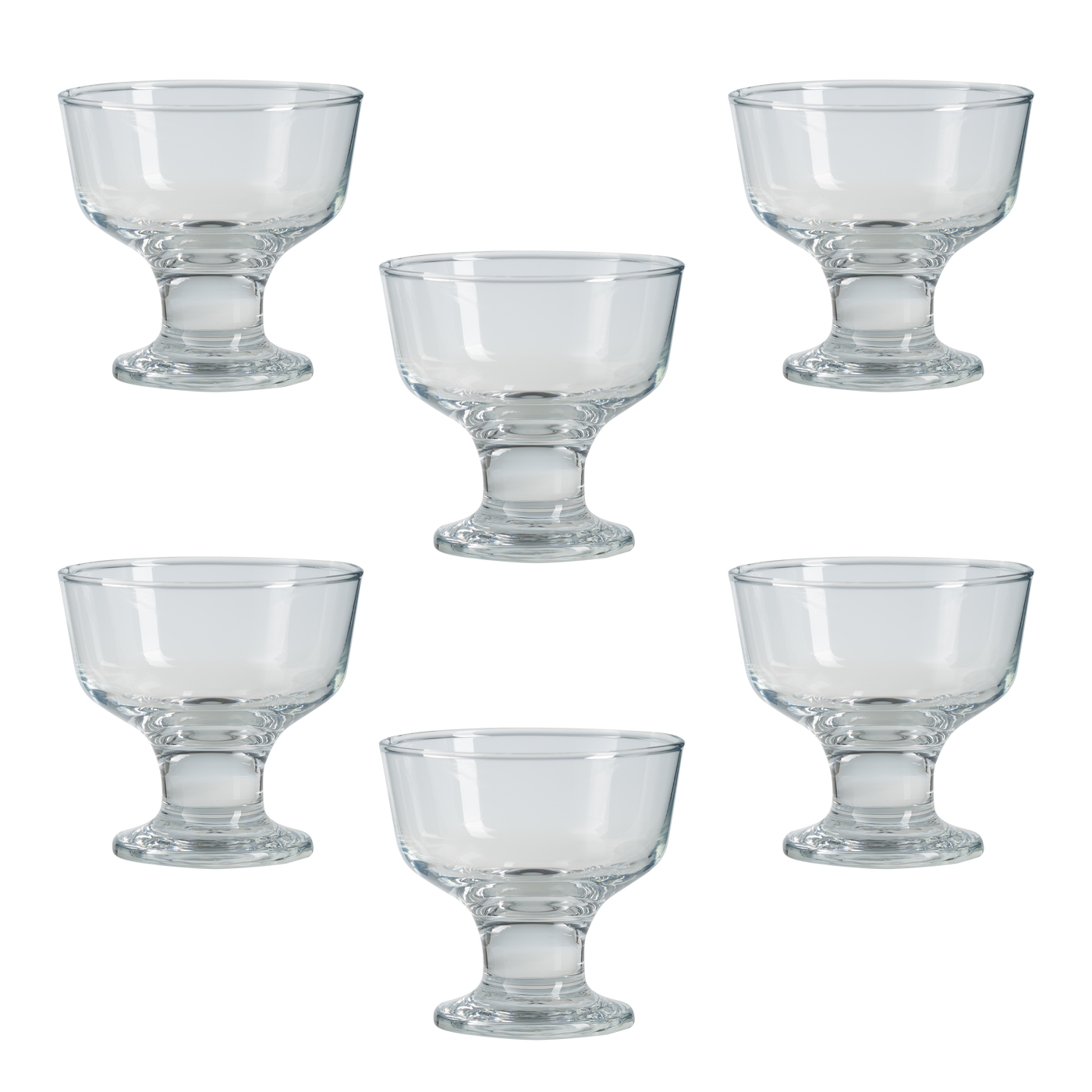 Glass Dessert Bowls. Sundae Ice Cream Short Stemmed Tulip Prawn. (Set
