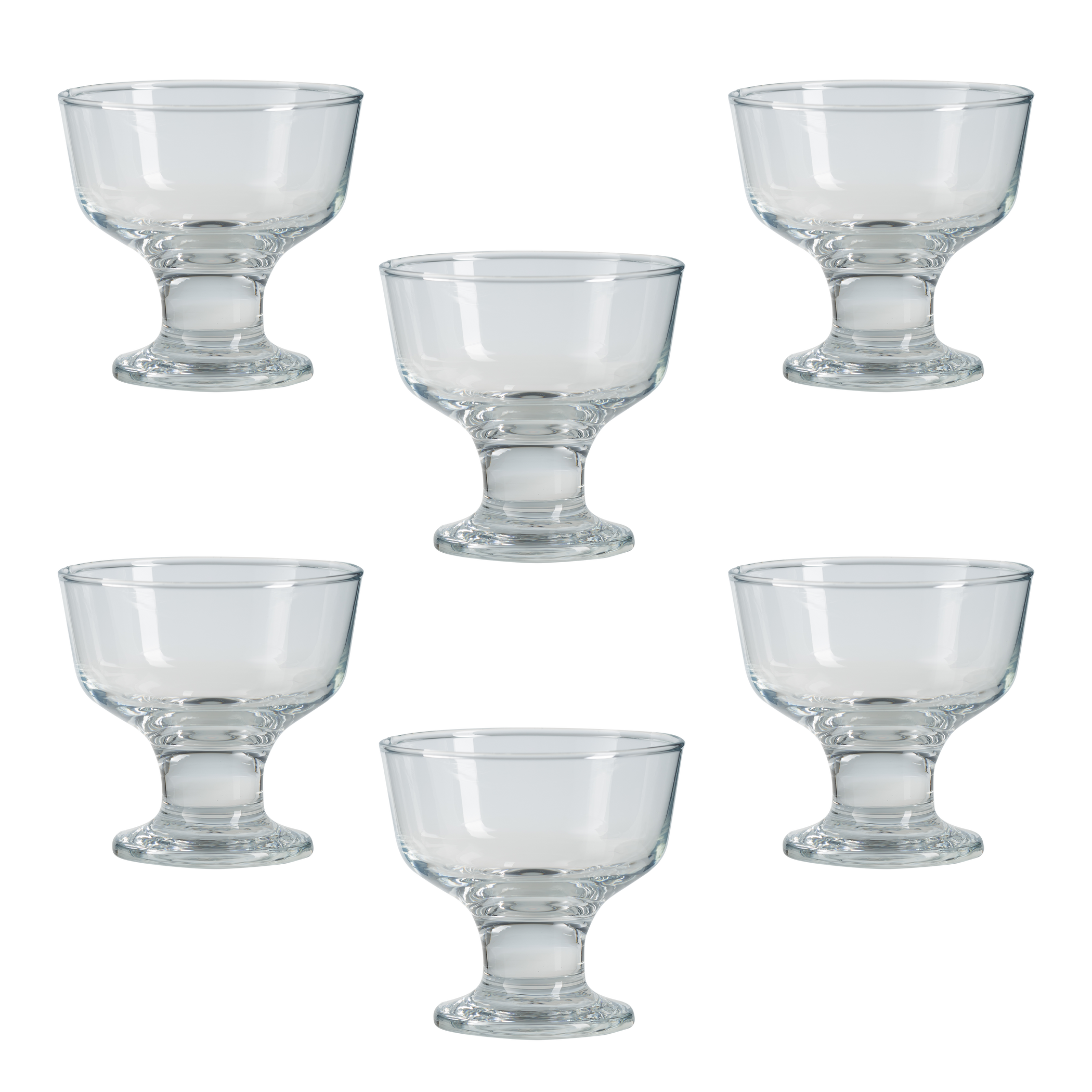 Glass Dessert Bowls. Sundae Ice Cream Short Stemmed Tulip Prawn. (Set