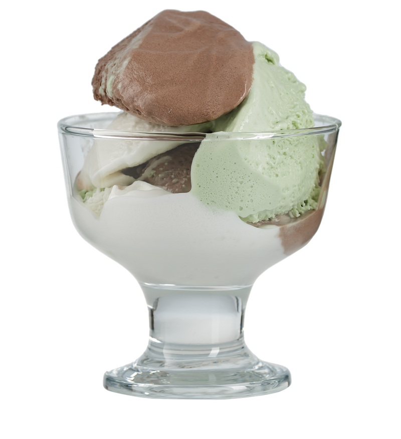 Glass Dessert Bowls. Sundae Ice Cream Short Stemmed Tulip Prawn. (Set of 6)