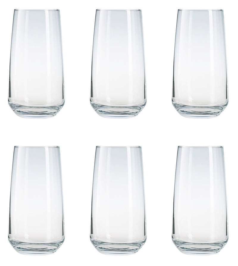 Hiball Clear Glasses. Tall Drinking Water / Juice Glass. (Set of 6) 480 ml.