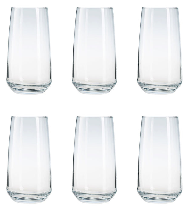 Hiball Clear Glasses. Tall Drinking Water / Juice Glass. (Set of 6) 480 ml.