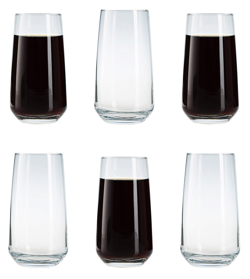Hiball Clear Glasses. Tall Drinking Water / Juice Glass. (Set of 6) 480 ml.