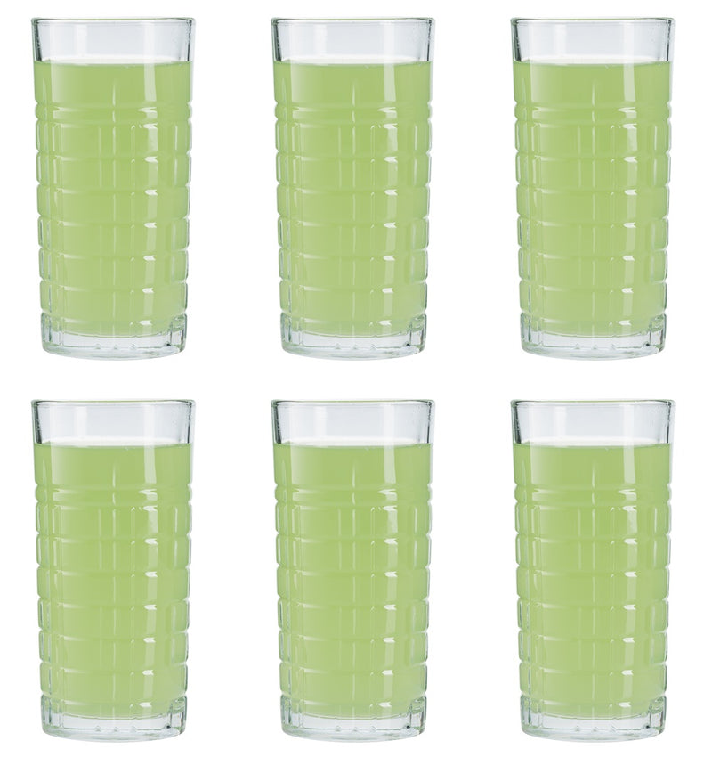 Hi-Ball Tumbler Glasses. Tall Drinking Water / Juice Glass. (Set of 6) 356 ml.