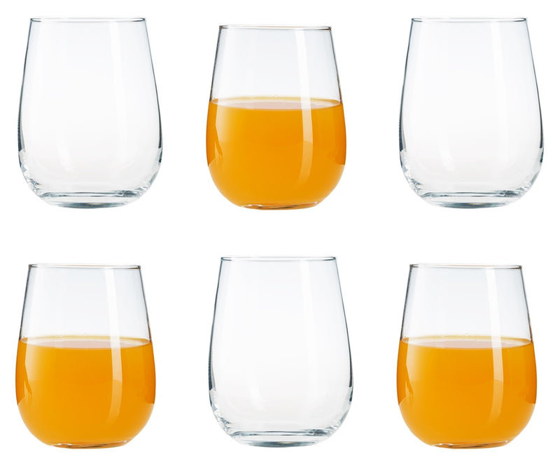 6 x Clear Drinking Tumbler Glass Set. Juice Water Whiskey Tumblers. (475 ml)