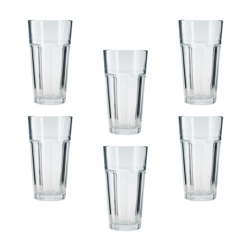 Large Highball Drinking Glass. Water Cocktail Glasses. (Pack of 6) (360 cc/ml).