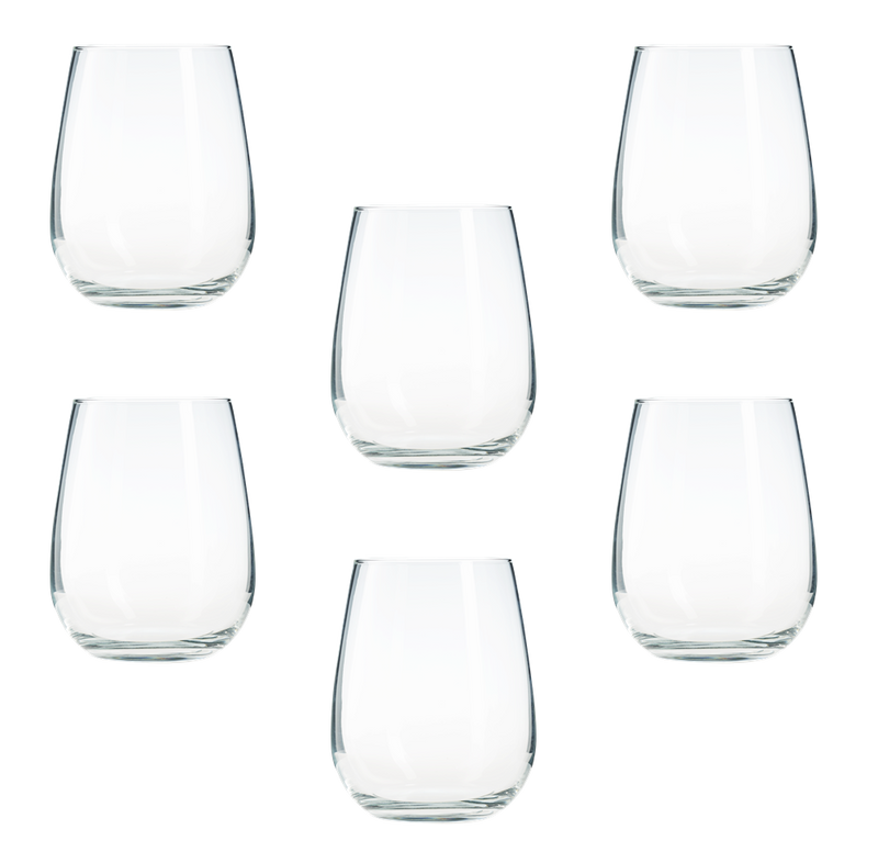 6x Stemless Gin Tonic Glasses. Large Balloon Cocktail, Wine Glass Set. (680 ml)