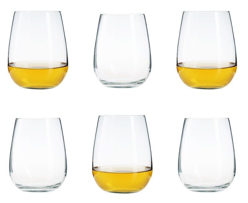 6x Stemless Gin Tonic Glasses. Large Balloon Cocktail, Wine Glass Set. (680 ml)