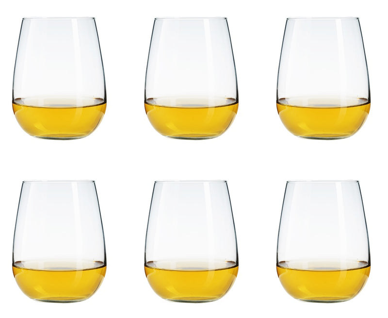 6x Stemless Gin Tonic Glasses. Large Balloon Cocktail, Wine Glass Set. (680 ml)