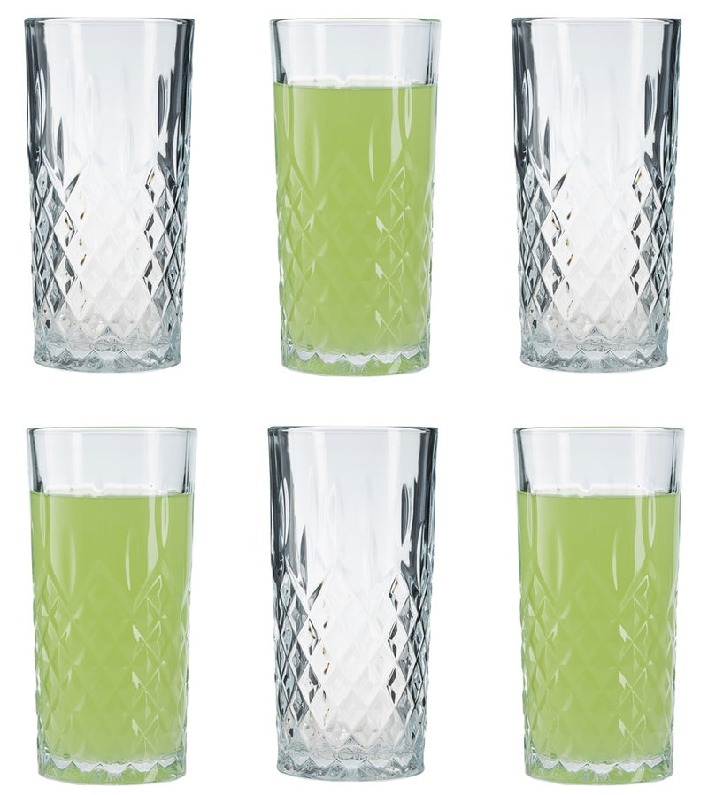 HiBall Glasses. Water Juice Drinking Tumbler. Vintage Style. (Set of 6)(356 ml)
