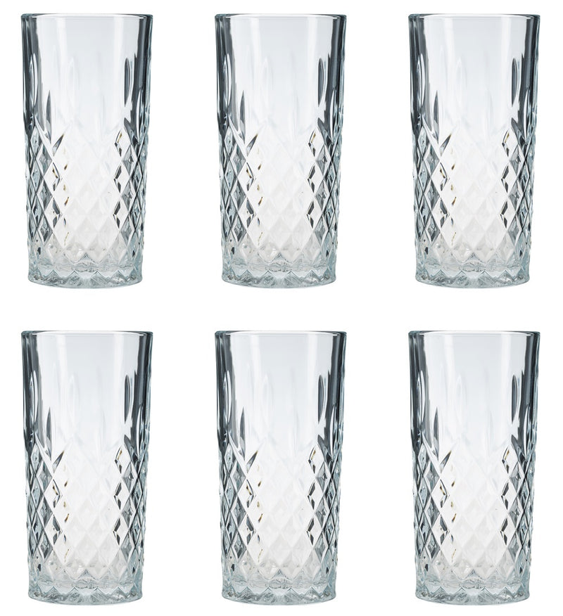 HiBall Glasses. Water Juice Drinking Tumbler. Vintage Style. (Set of 6)(356 ml)
