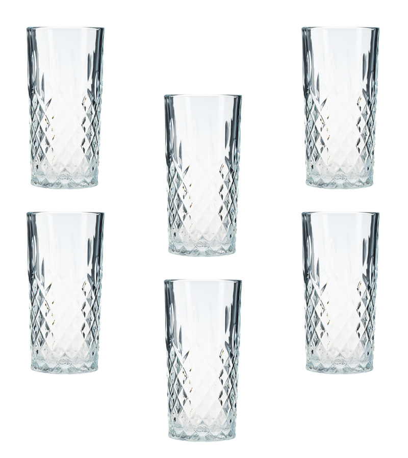HiBall Glasses. Water Juice Drinking Tumbler. Vintage Style. (Set of 6)(356 ml)