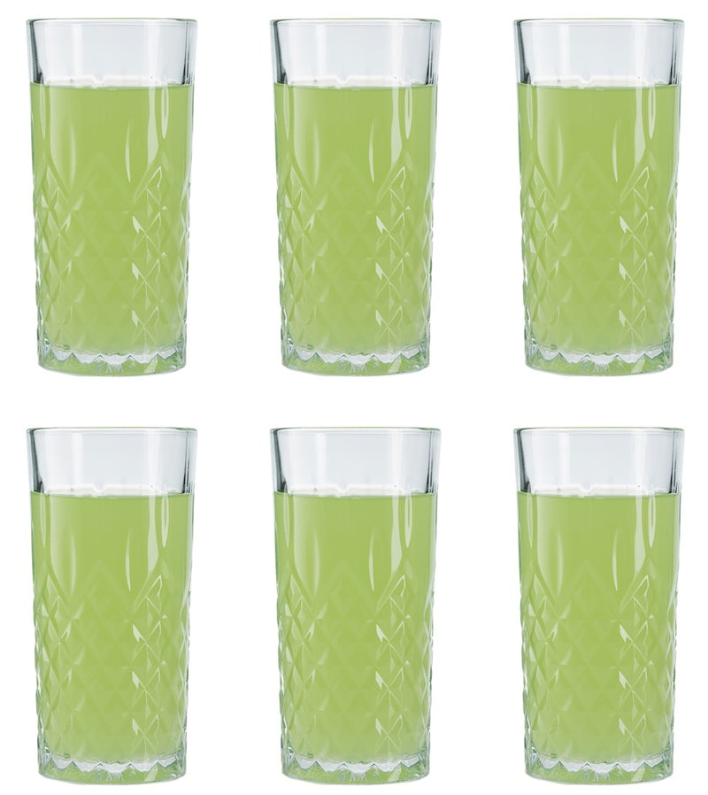 HiBall Glasses. Water Juice Drinking Tumbler. Vintage Style. (Set of 6)(356 ml)