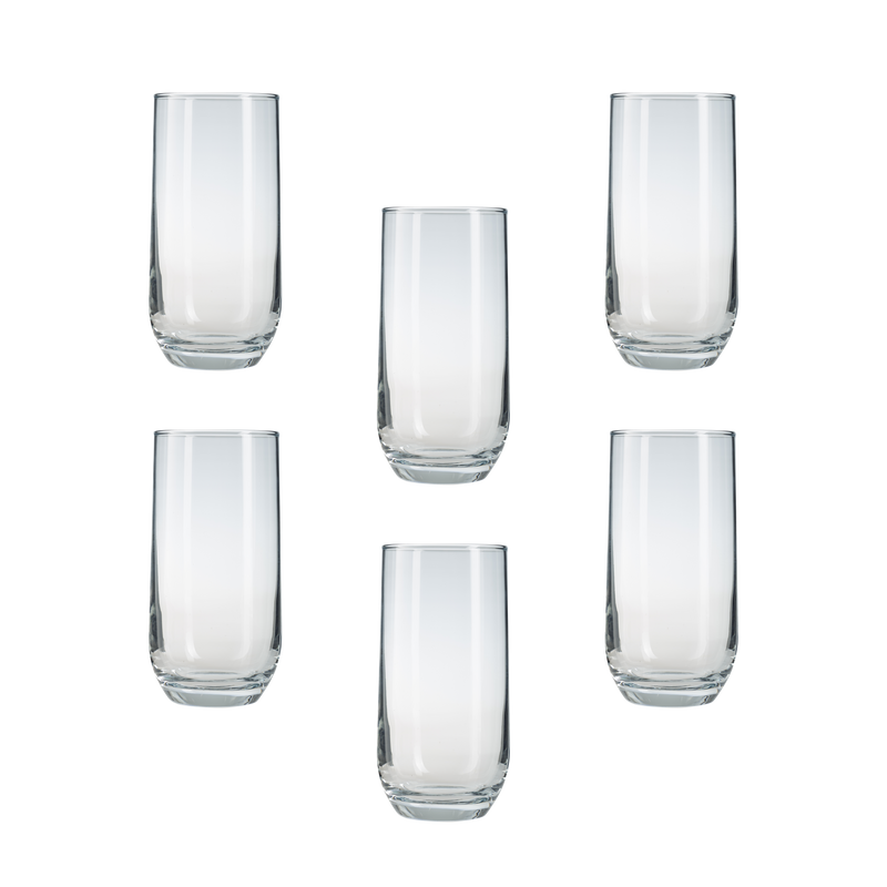Highball Drinking Glasses Set. Water Juice Tableware Glass.(415 ml) (Pack of 6)