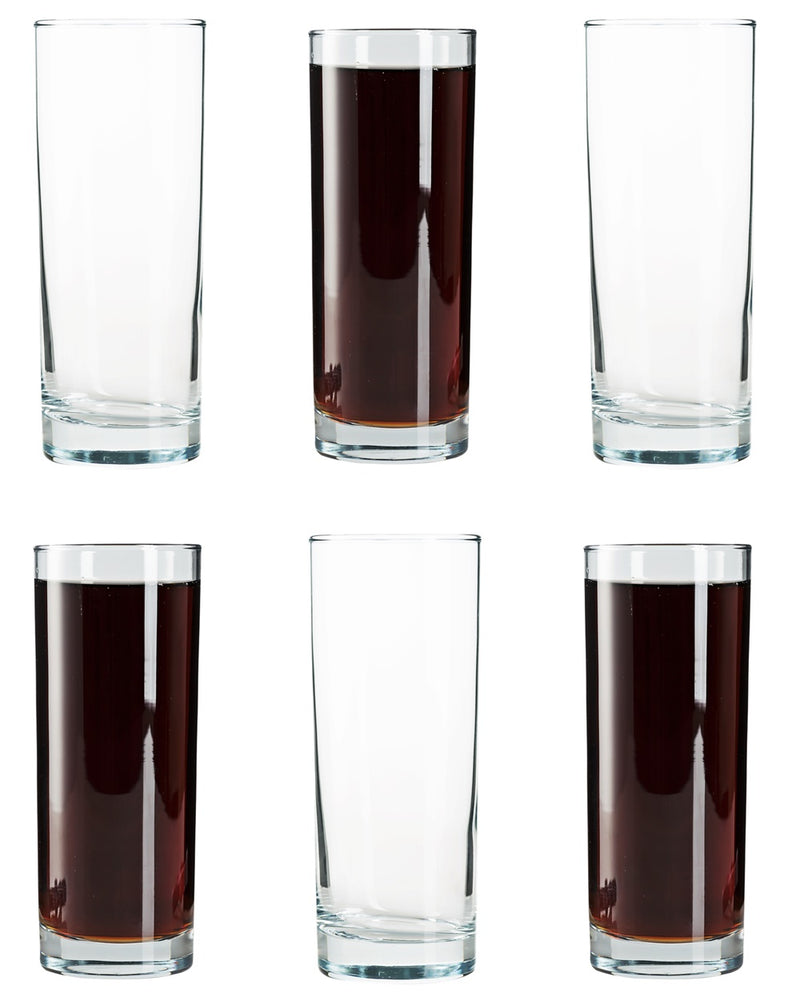 Hiball Clear Glasses. Tall Drinking Water / Juice Glass. ( Set of 6 ) 360 ml.