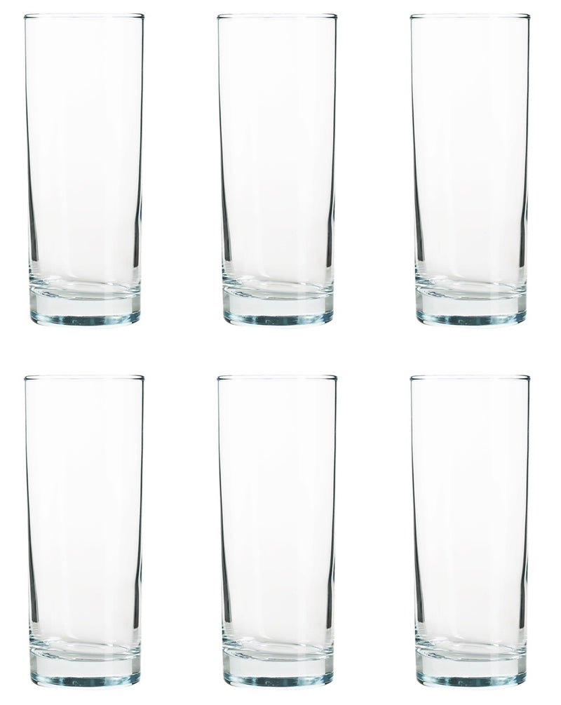 Hiball Clear Glasses. Tall Drinking Water / Juice Glass. ( Set of 6 ) 360 ml.