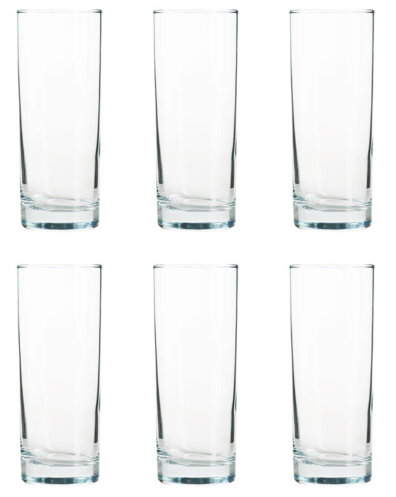 Hiball Clear Glasses. Tall Drinking Water / Juice Glass. ( Set of 6 ) 360 ml.