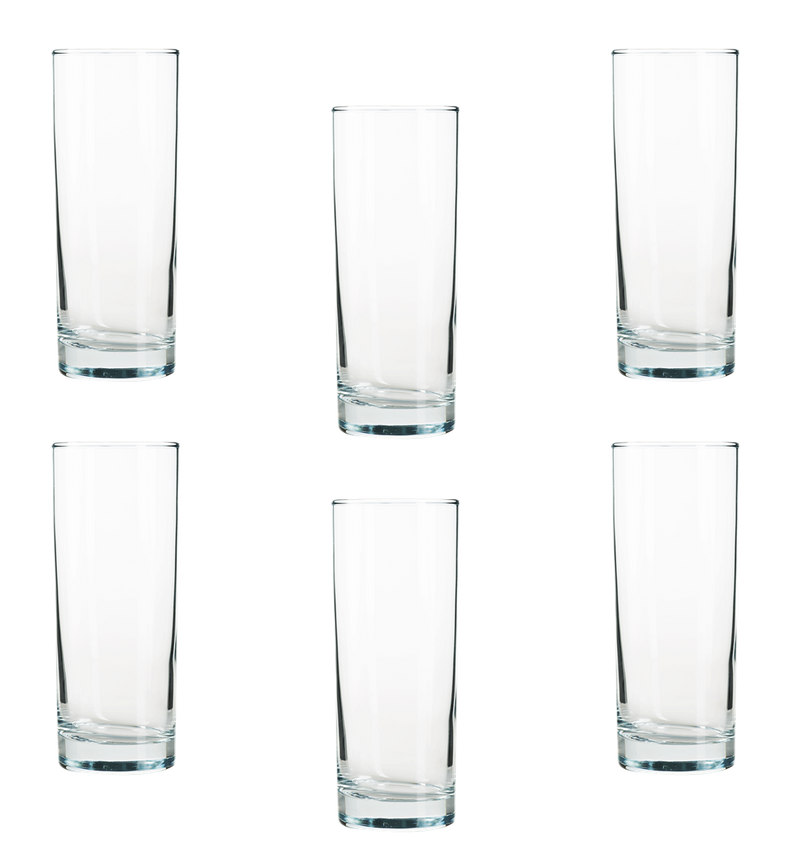 Hiball Clear Glasses. Tall Drinking Water / Juice Glass. ( Set of 6 ) 360 ml.