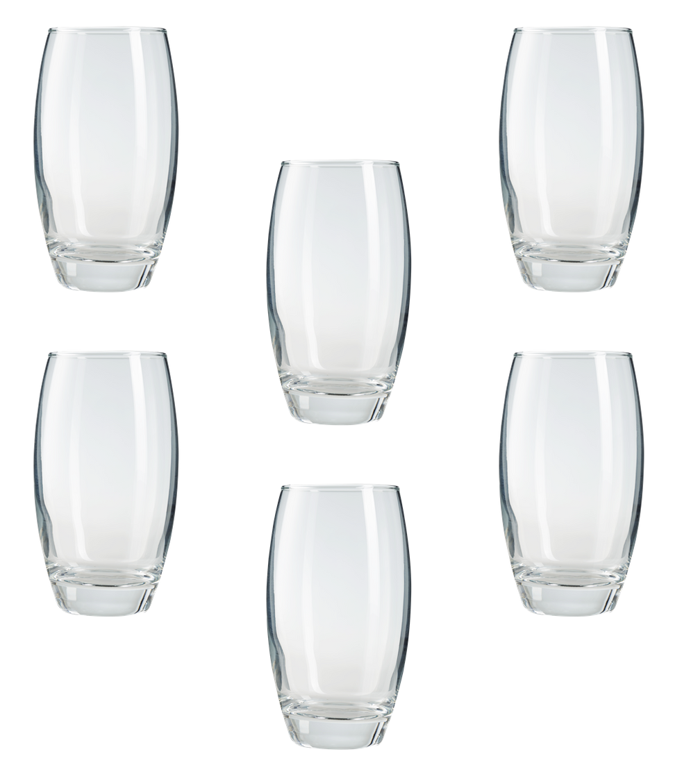 Highball Glasses. Cocktail Water Juice Drinking Glasses. (Pack of 6