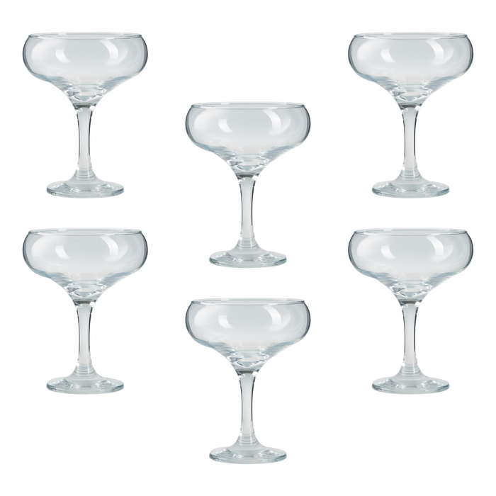 6pcs Martini Cocktail Glasses. Champagne Coupe Saucers. (270 ml).