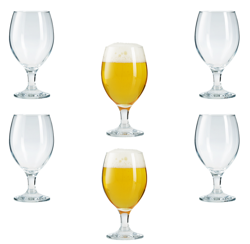 Stemmed Beer Glasses Set. Beer Goblet. Cocktail Glasses. (Pack of 6) (400 ml).