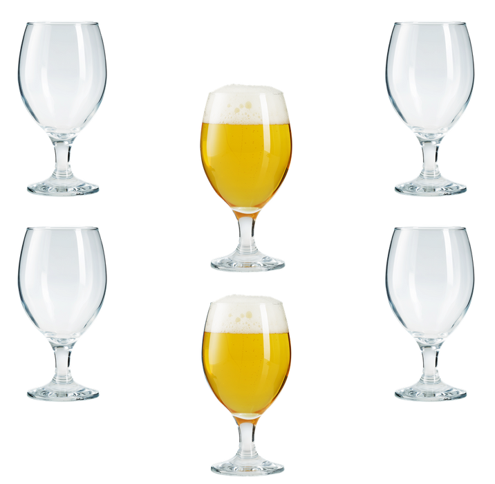 Stemmed Beer Glasses Set. Beer Goblet. Cocktail Glasses. (Pack of 6) (400 ml).