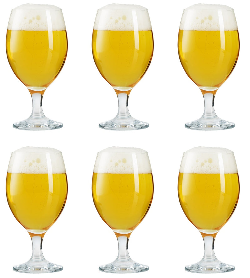 Stemmed Beer Glasses Set. Beer Goblet. Cocktail Glasses. (Pack of 6) (400 ml).