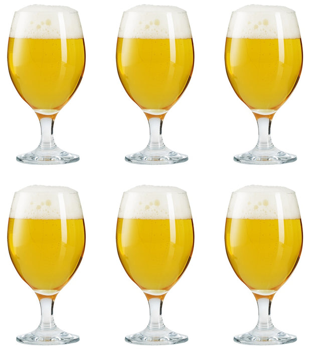 Stemmed Beer Glasses Set. Beer Goblet. Cocktail Glasses. (Pack of 6) (400 ml).