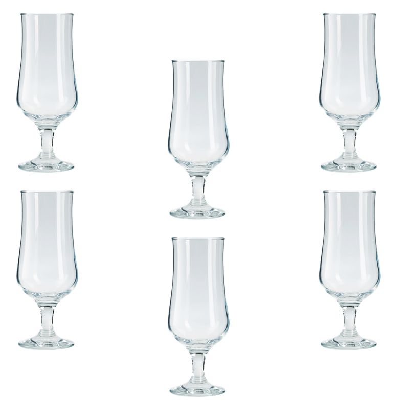 Cocktail Drinking Glasses. Hurricane Pina Colada Glass Set. (Set of 6) (385 ml)