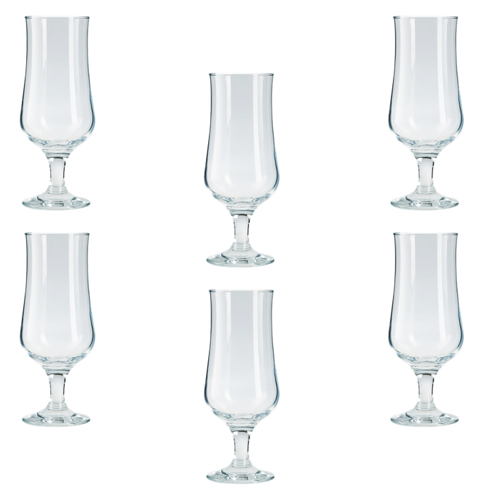 Cocktail Drinking Glasses. Hurricane Pina Colada Glass Set. (Set of 6) (385 ml)