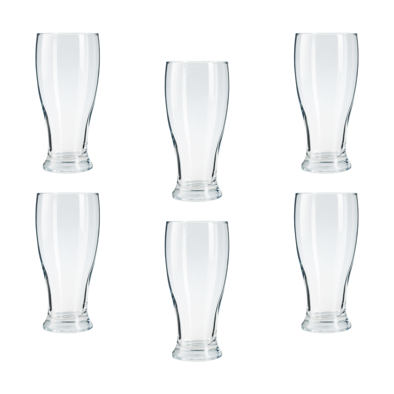 Beer Pint Glasses. Large Plain Modern Style. (565 ml / 56 cl) (Pack of 6)