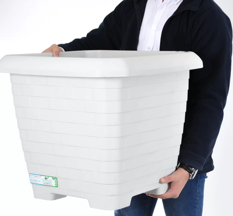 Very Large Square Flower Plant Pot and Saucer. Outdoor Plant Pot. (51 cm / 74.3 Lt). (3 Colour)