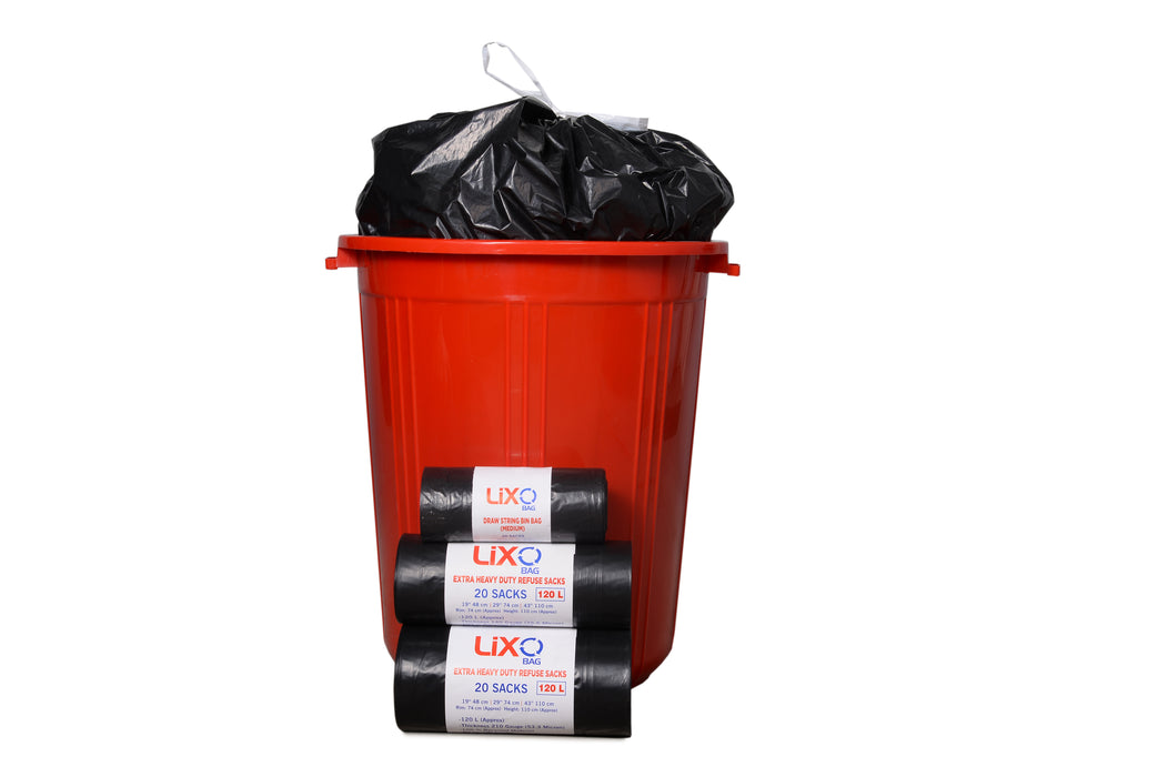Drawstring Plastic Garbage Bin Bag. (72 x 90 cm / Rim 144 cm ) 65L