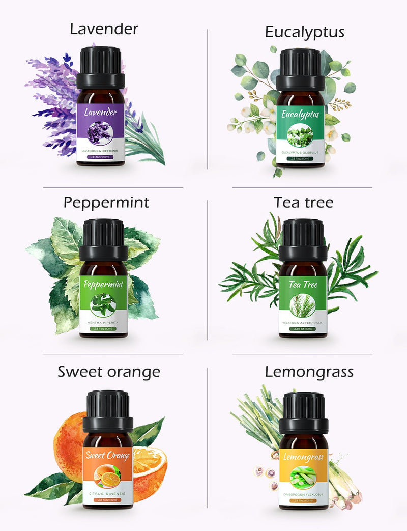 Essential Oils Set. Aromatherapy Essential Oil For Diffuser. Gift Set. (6x10ml)