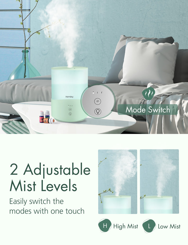 2.5L Cool Mist Humidifier Aroma Diffuser with 7-Color Night Lights. 25dB Quiet.