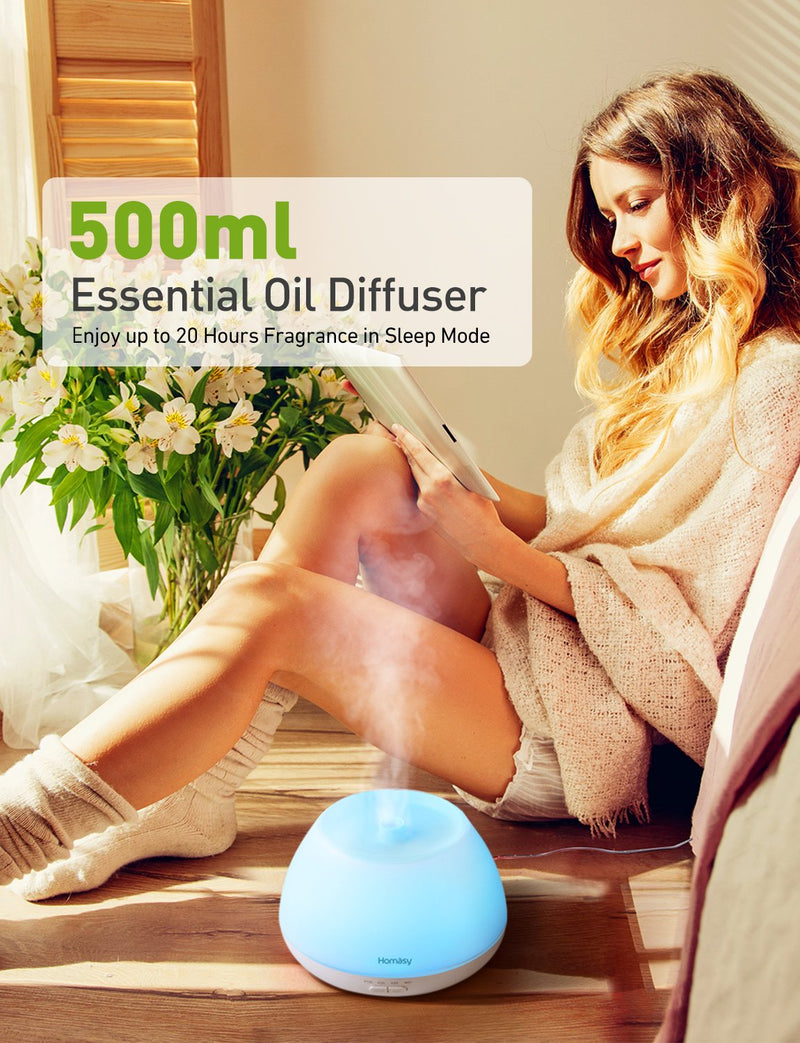 Homasy Essential Oil Diffuser 500ml Aroma Diffuser For Essential Oils.