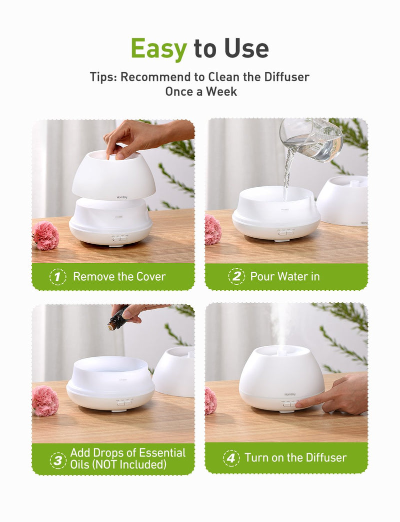 500mL Essential Oil Diffusers For Home, Aromatherapy Diffuser