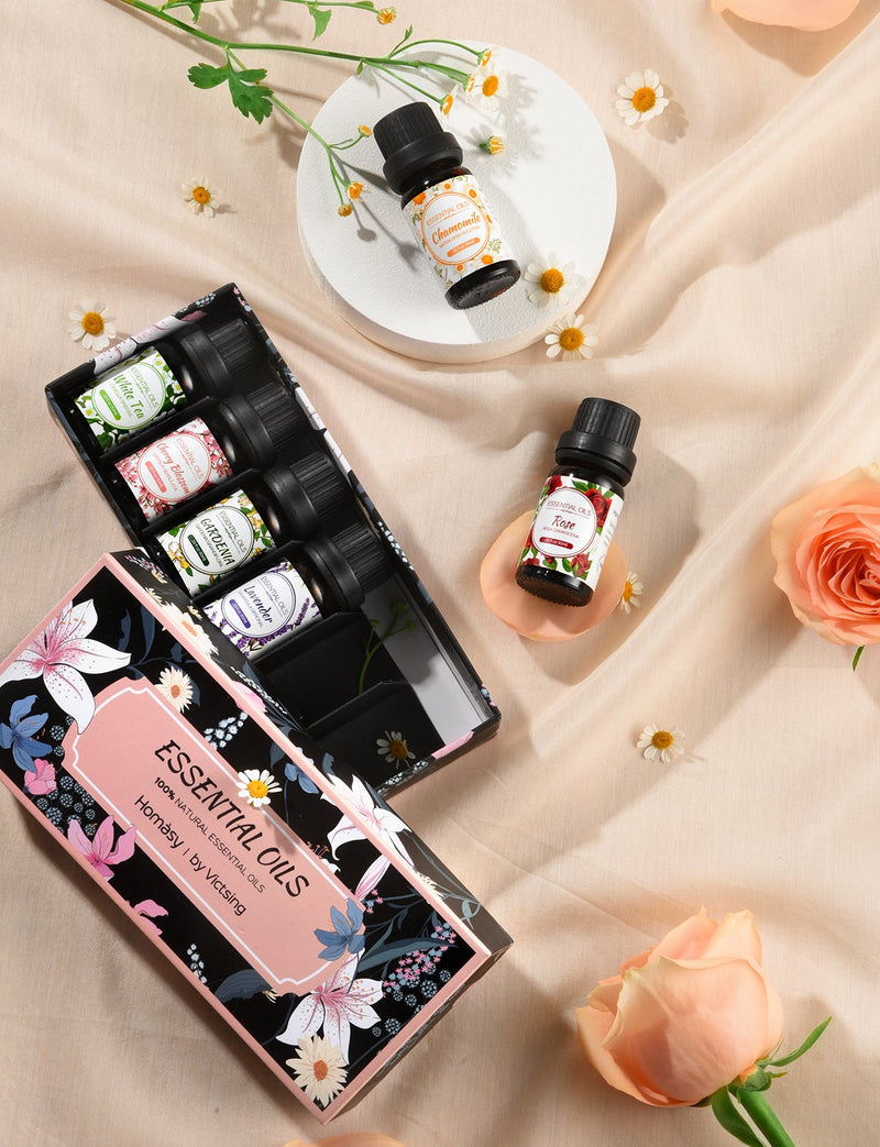 Essential Oil Diffuser with Oils. (150 ml) Oil Diffuser with 6 Floral Pure Essential Oils.