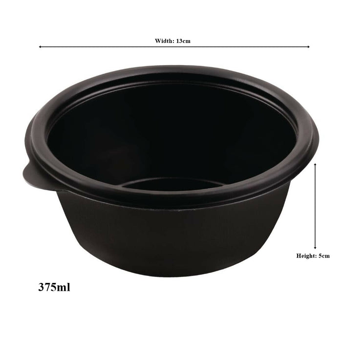 Sabert Fastpac Black Round Microwavable Container. HOT75112.(375ml) (Box of 500)