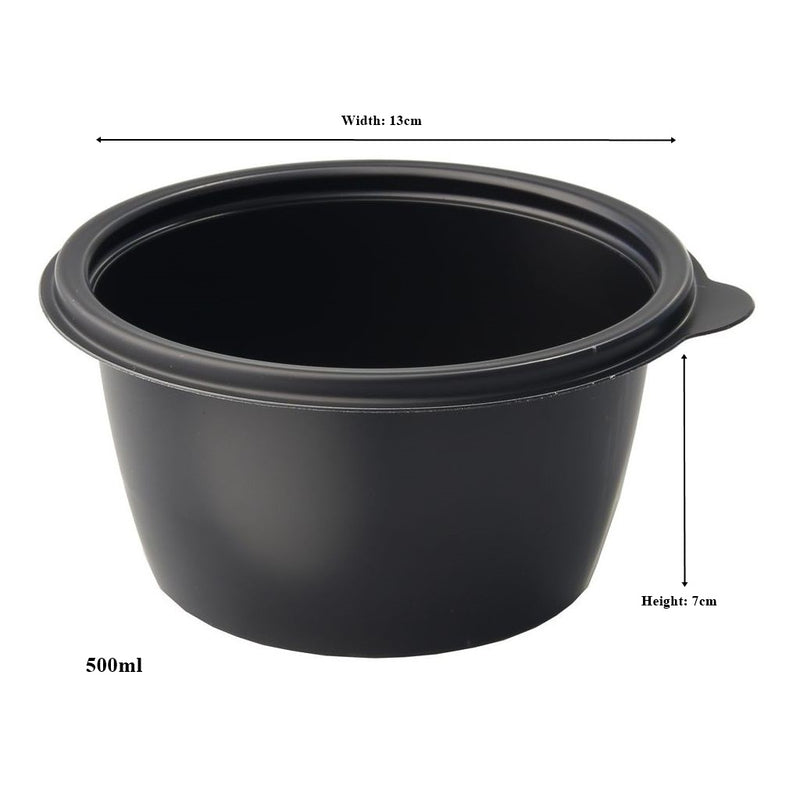 Sabert Fastpac Black Round Microwavable Container. HOT75116.(500ml) (Box of 500)