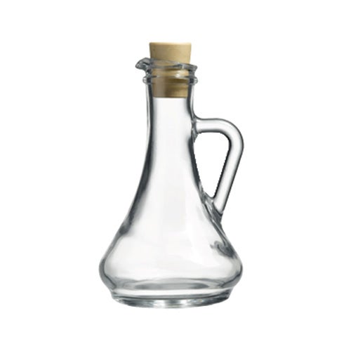 Oil & Vinegar Dispenser Set. Glass Bottle with Handle & Lid. (Set of 2) (260 cc)