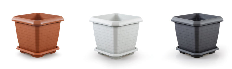 Large Square Flower Plant Pot and Saucer. (25.5 Lt / 44 Lt / 74.3 Lt).